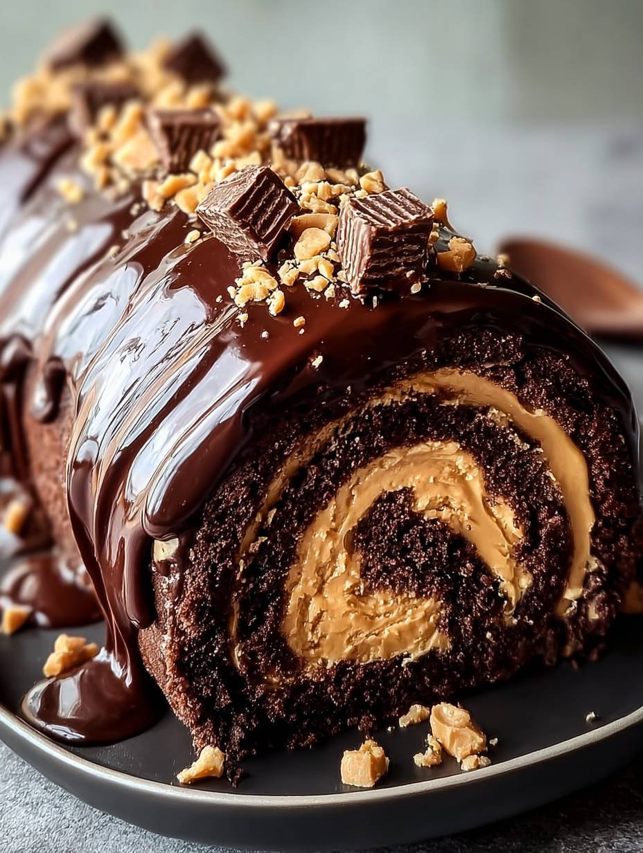 Decadent Peanut Butter Cup Chocolate Roll image 2