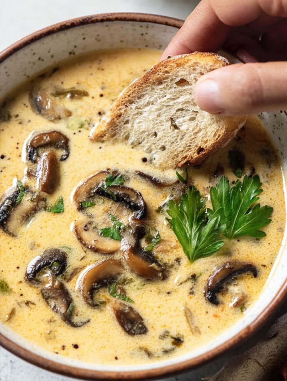 Hearty Creamy Mushroom Soup Perfect for Dipping image 2